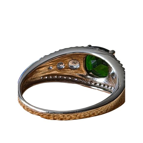 10k Yellow Gold Ring 1.42ct Square Cushion Chrome Diopside W/.57 Zircon Size 8 - Picture 3 of 12